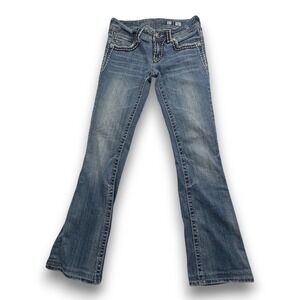 Miss Me JP5117-4 Bootcut Jeans Medium Wash Wing Rhinestone Embellished Size 27